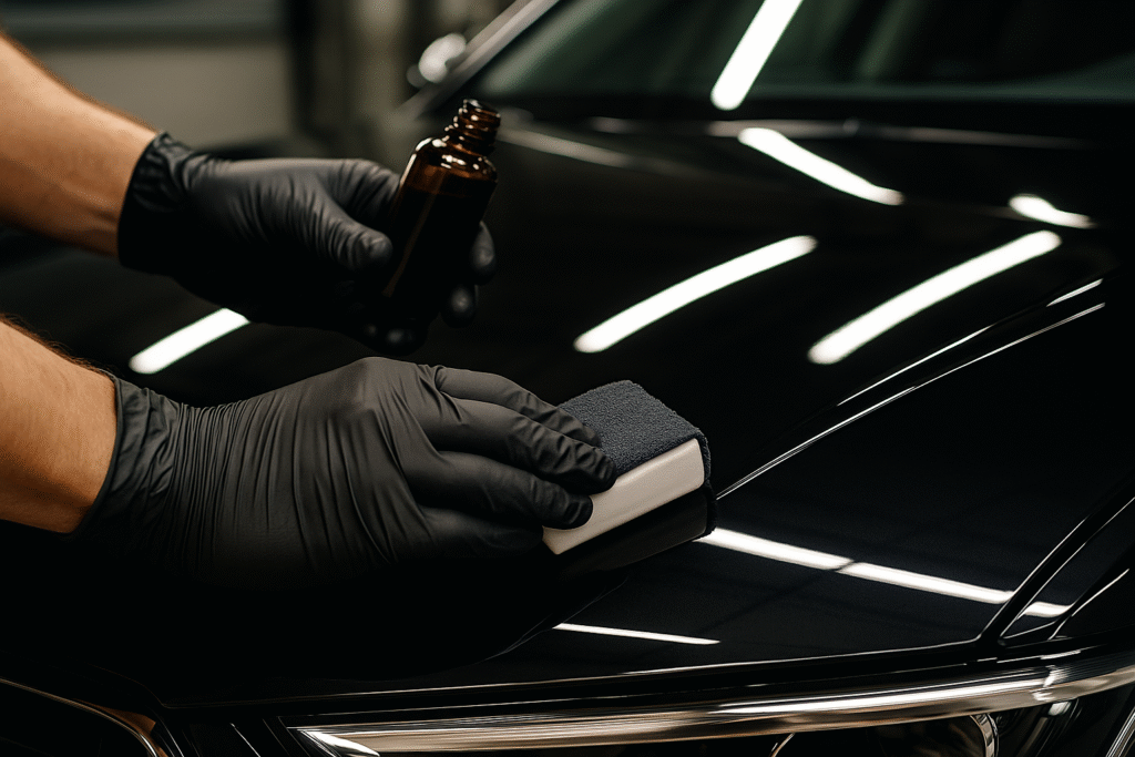 The Importance of Paint Protection for Preserving Your Vehicle’s Exterior 1 Detailer applying paint protection to glossy vehicle surface. paint protection